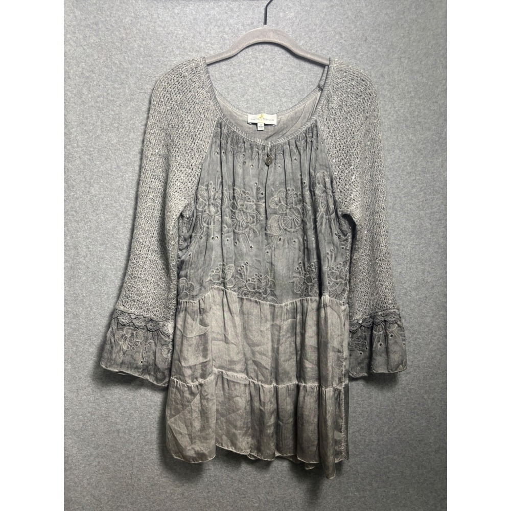 Belle France Italy Silk Blend Tunic Top S Boho Lagenlook Romantic Cottagecore